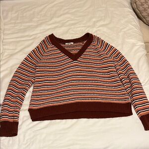 SALE! Madewell V-Neck Striped Sweater in Orange and Blue